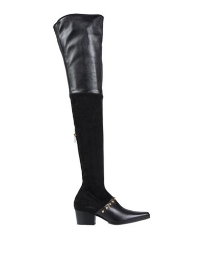 Balmain Knee Boots In Black