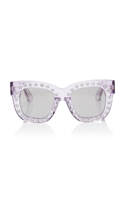 Acne Studios Library Embellished Square-frame Sunglasses In Purple