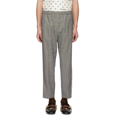 Gucci Houndstooth Wool Pant In 1210blkwht