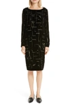 Lafayette 148 Cressida Embroidered Velvet Shift Dress In Black Multi