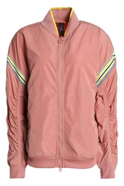 Adidas By Stella Mccartney Woman Ruched Striped Shell Track Jacket Antique Rose