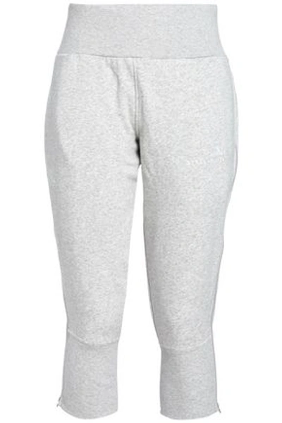 Adidas By Stella Mccartney Woman Essential Cropped Zip-detailed Cotton-blend Fleece Track Pants Ligh In Light Gray