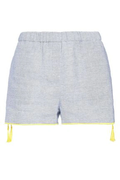 Charli Woman Niko Striped Linen And Cotton-blend Shorts Navy