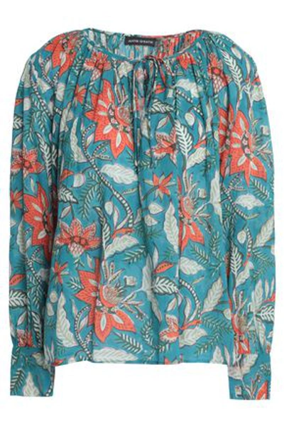 Antik Batik Woman Kalao Printed Cotton-gauze Top Teal