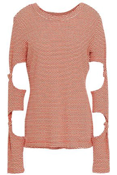 Derek Lam 10 Crosby Woman Striped Cutout Jacquard-knit Top Claret