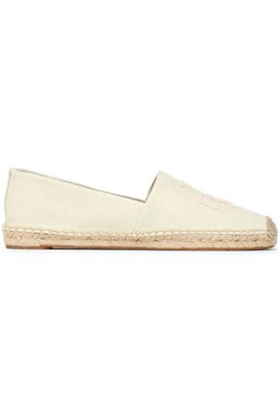 Tory Burch Woman Embroidered Canvas Espadrilles Ecru