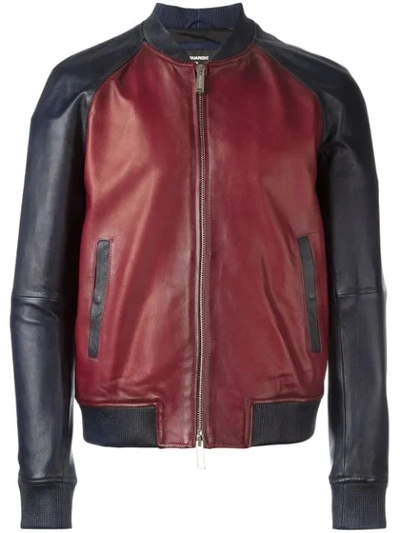 Dsquared2 Colour Blocked Leather Bomber Jacket In Black