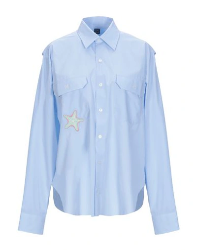 Mpd Box Solid Color Shirts & Blouses In Sky Blue