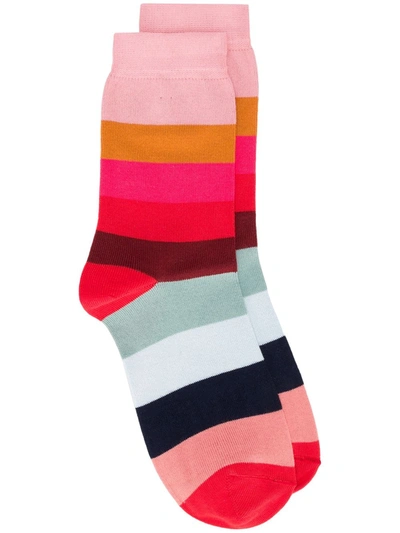 Paul Smith Striped Print Sock In Red