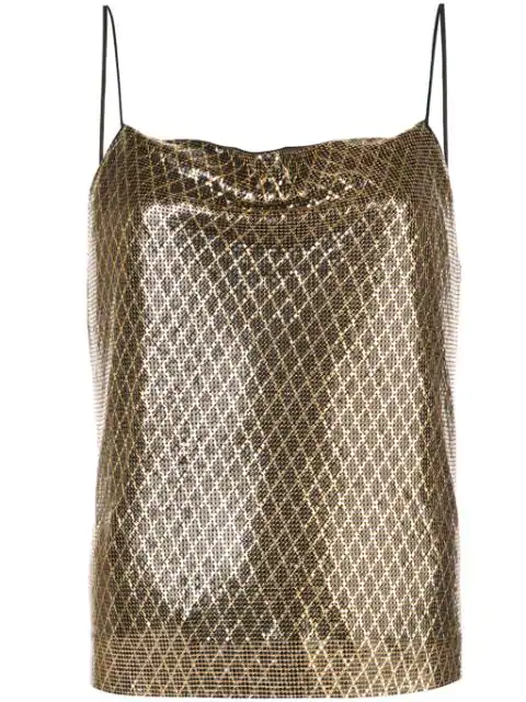 Alice And Olivia Harmon Printed Chainmail Camisole In Black | ModeSens