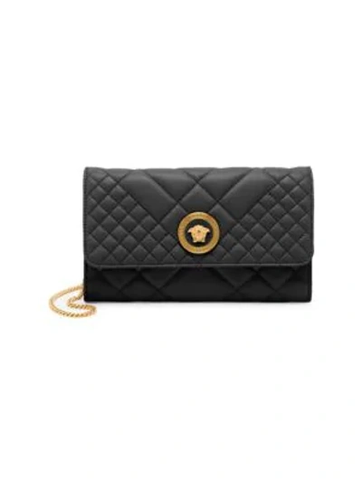 Versace Icon Quilted Leather Clutch In Black