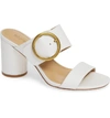 Michael Michael Kors Estelle Mid-heel Slide Sandals In White Vachetta Leather