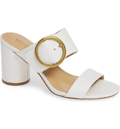 Michael Michael Kors Estelle Mid-heel Slide Sandals In White Vachetta Leather