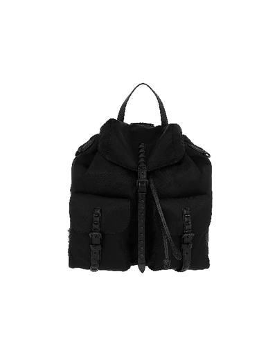Prada Black Nylon Backpack With Studding
