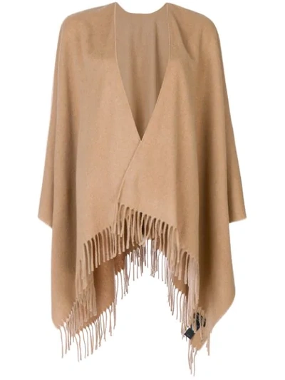 Rag & Bone Fringe-trim Cashmere Poncho In Heather Camel