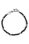 John Varvatos Collection Men's Sterling Silver Skull & Lava Beaded Bracelet