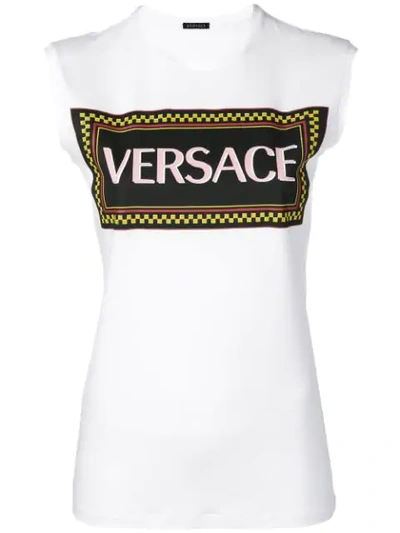 Versace Stretch Jersey Rubber Logo Muscle T-shirt In White