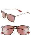 Ray Ban Youngster 54mm Square Keyhole Sunglasses - Havana/ Violet Solid