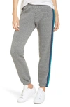 Aviator Nation Stripe Sweatpants In Heather Grey/ Green Gold