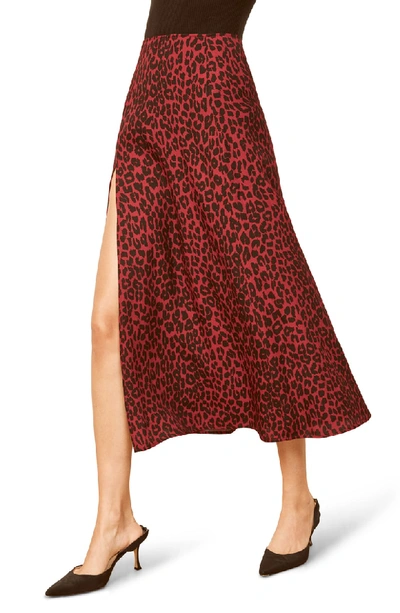 Reformation Zoe Side Slit Midi Skirt In Wildcat