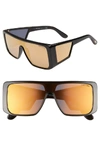 Tom Ford 132mm Atticus Shield Sunglasses - Shiny Black/ Rose Gold/ Smoke In Black/ Rose Gold/ Brown Gold