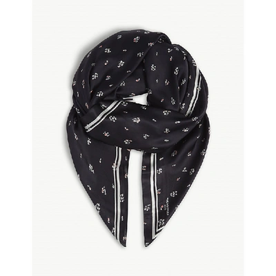 The Kooples Floral Print Silk Scarf In Bla01