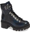Jeffrey Campbell Czech Lace-up Boot In Navy Leather
