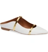 Malone Souliers By Roy Luwolt Maureen Pointy Toe Flat In Optic White/ Gold