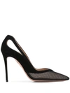 Aquazzura Shiva 105 Cutout Mesh And Suede Pumps In Black