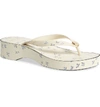 Tory Burch Women's Printed Cut-out Wedge Thong Sandals In Ivory Early Bird