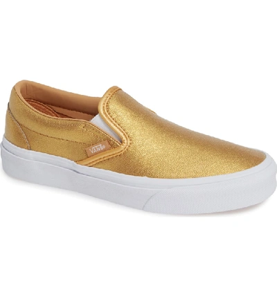 Vans Classic Slip-on Sneaker In Metallic Bronze/ True White