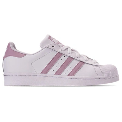 Adidas Originals Women's Superstar Lace Up Sneakers In White/lilac