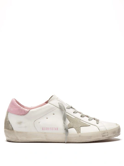 Golden Goose Superstar Low-top Leather And Suede Trainers In White/ Pink