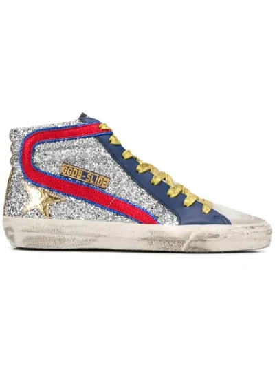 Golden Goose Slide High-top Glitter Leather Trainers In Multicoloured