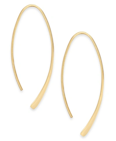 Essentials Medium Silver Plated Polished Wire Threader Earrings In Gold
