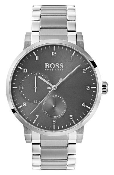 Hugo Boss Men's Oxygen Stainless Steel Bracelet Watch 42mm In Grey/ Stainless