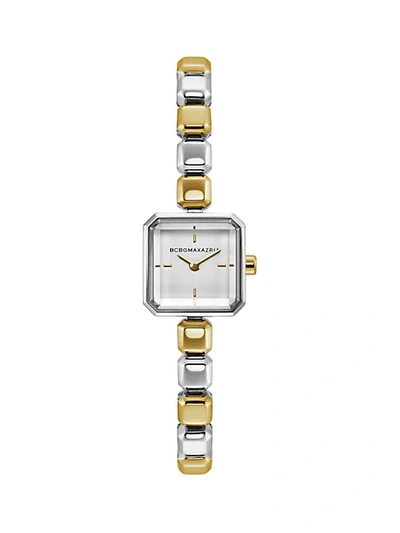 Bcbgmaxazria Ladies Two Tone Bracelet Watch With Silver Square Dial, 20mm