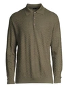 Larusmiani Long-sleeve Wool Jacquard Polo In Green