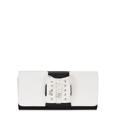 Perrin Le Corset Monochrome Leather Clutch In Black And White