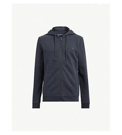 Allsaints Raven Slim-fit Cotton-fleece Hoody In Merchant Ink M