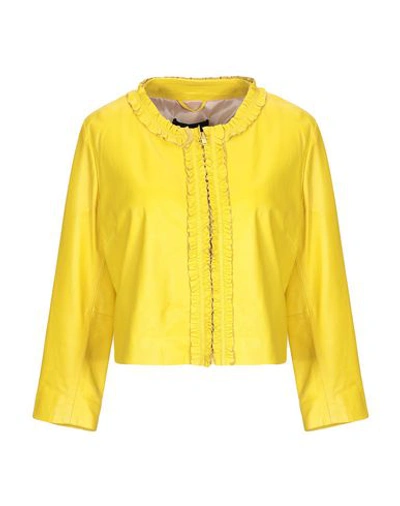 Alessandro Dell'acqua Leather Jacket In Yellow