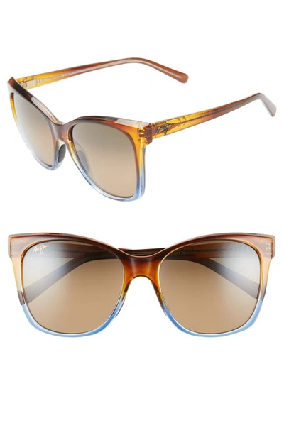 Maui Jim Alekona 55mm Polarizedplus2 Sunglasses In Caramel With Blue/ Hcl Bronze