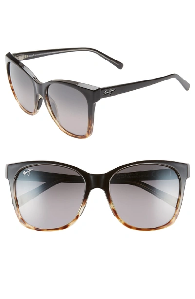 Maui Jim Alekona 55mm Polarizedplus2 Sunglasses In Black W Tokyo Tort/neut Grey