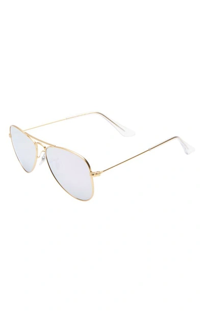 Ray Ban Junior 50mm Mirrored Aviator Sunglasses In Gold/ Lilac Mirror