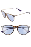 Ray Ban Erika Classic 54mm Sunglasses - Tortoise/ Blue Solid