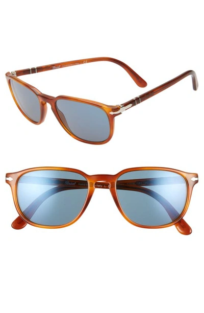 Persol 52mm Square Sunglasses In Tortoise/ Blue Solid