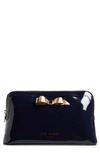 Ted Baker Caffara Bow Cosmetics Case In Dark-blue