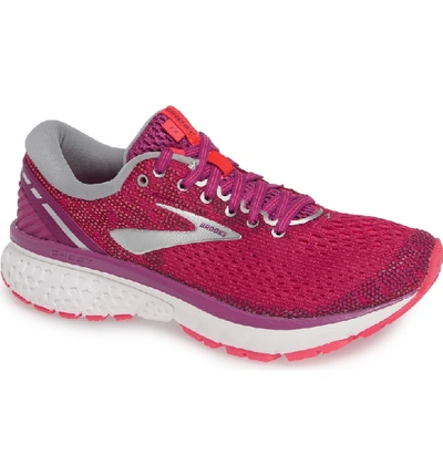 Brooks Ghost 11 Running Shoe In Aster/ Diva Pink/ Silver