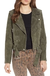 Blanknyc Suede Moto Jacket In Herb