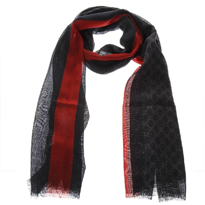 Gucci Black Wool All Over Gg Scarf